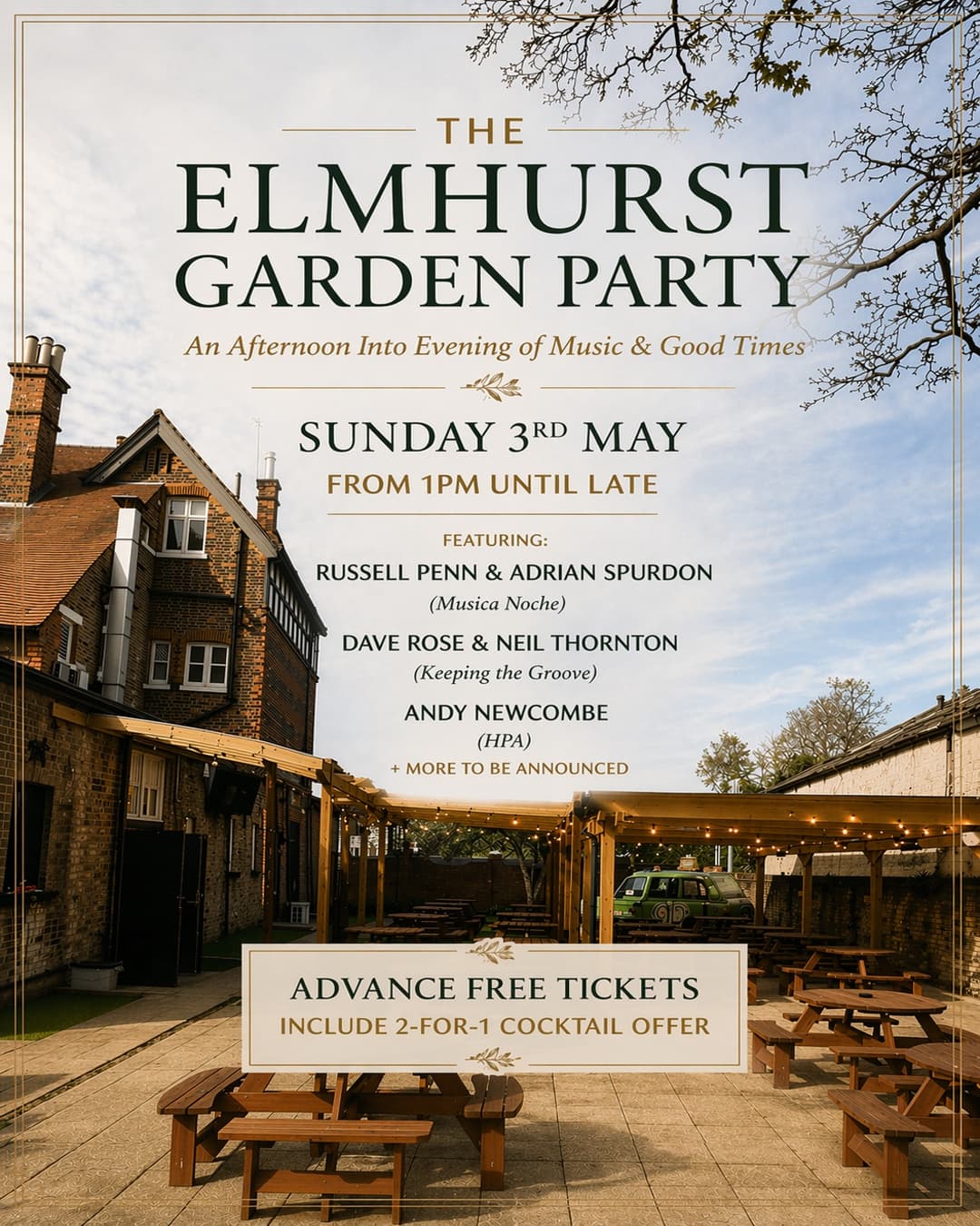 The Elmhurst free bank holiday 'Garden Party'