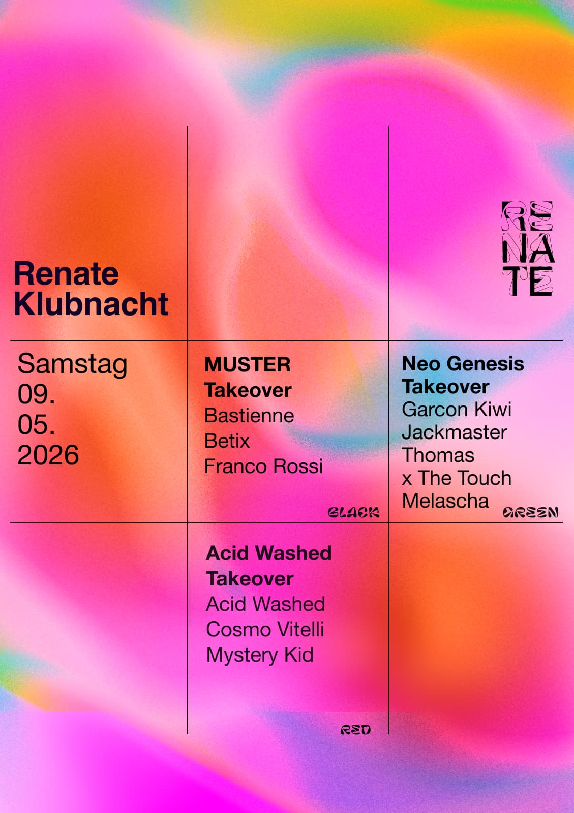Renate Klubnacht & Free Open Air with MUSTER, Traumburg, Neo Genesis