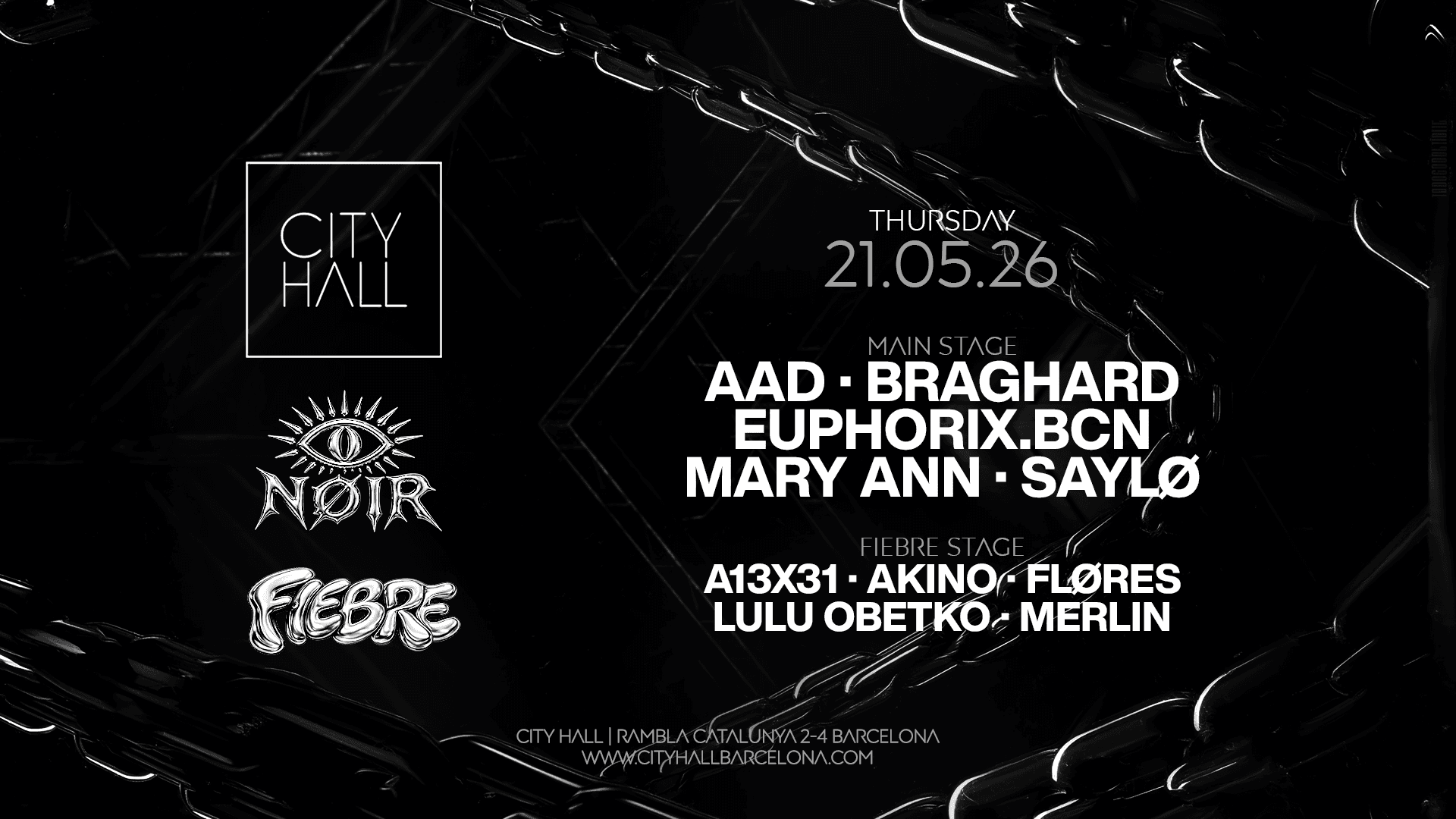 City Hall pres NØIR & FIEBRE l only 100 free tickets