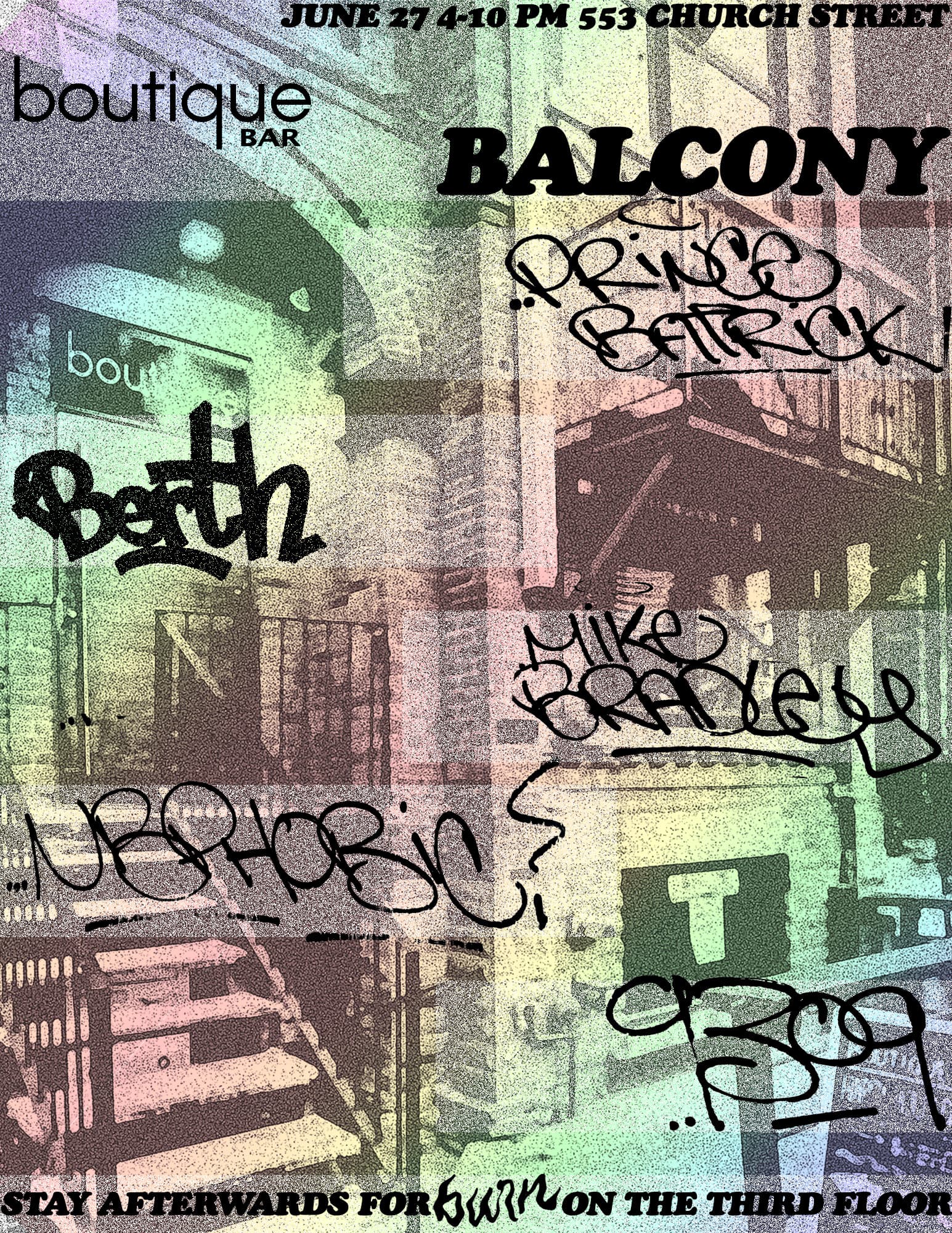 Boutique Balcony Pride w/ Prince Batrick, Berth, Mike Bradley, NBPHOBIC, and 9309