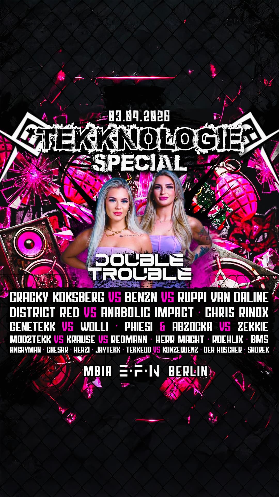 TEKKNOLOGIE SPECIAL DOUBLE TROUBLE • CRACKY KOKSBERG • BENZN • RUPPI VAN DALINE • DISTRICT RED