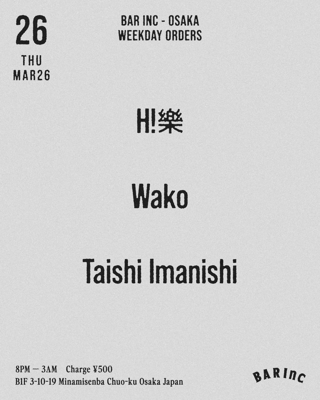 WEEKDAY ORDERS