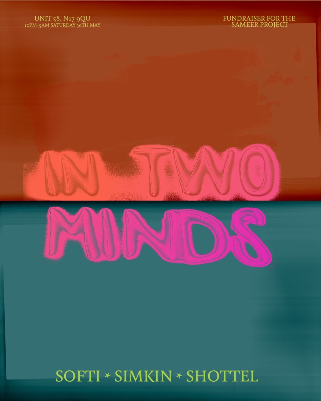 in two minds with Softi, simkin + shottel – fundraiser for The Sameer Project