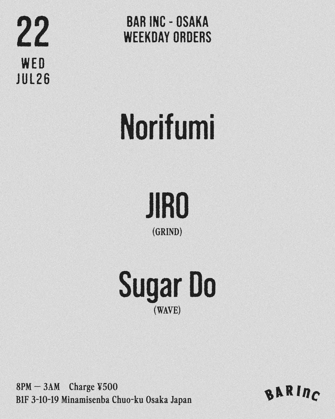 WEEKDAY ORDERS