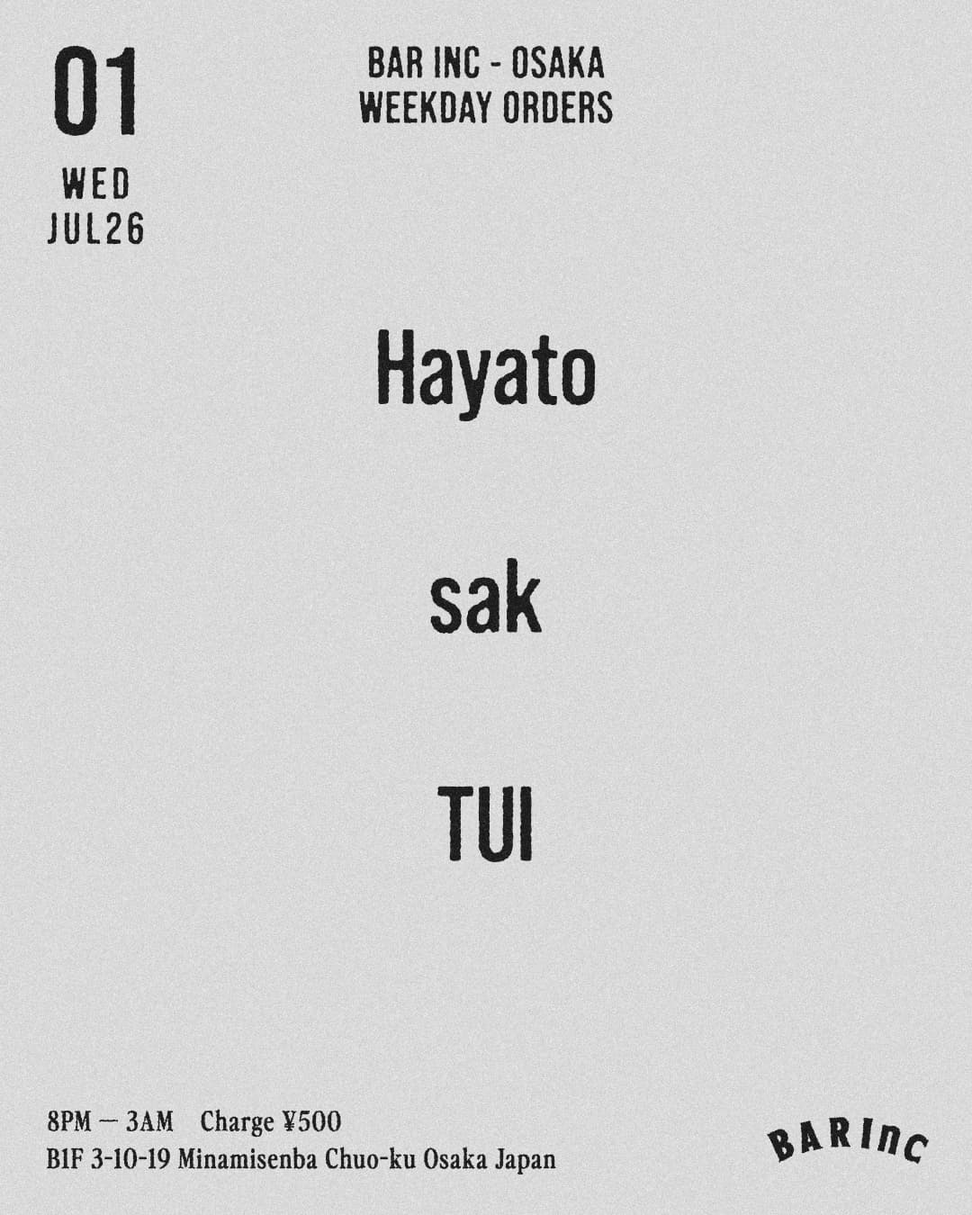 WEEKDAY ORDERS