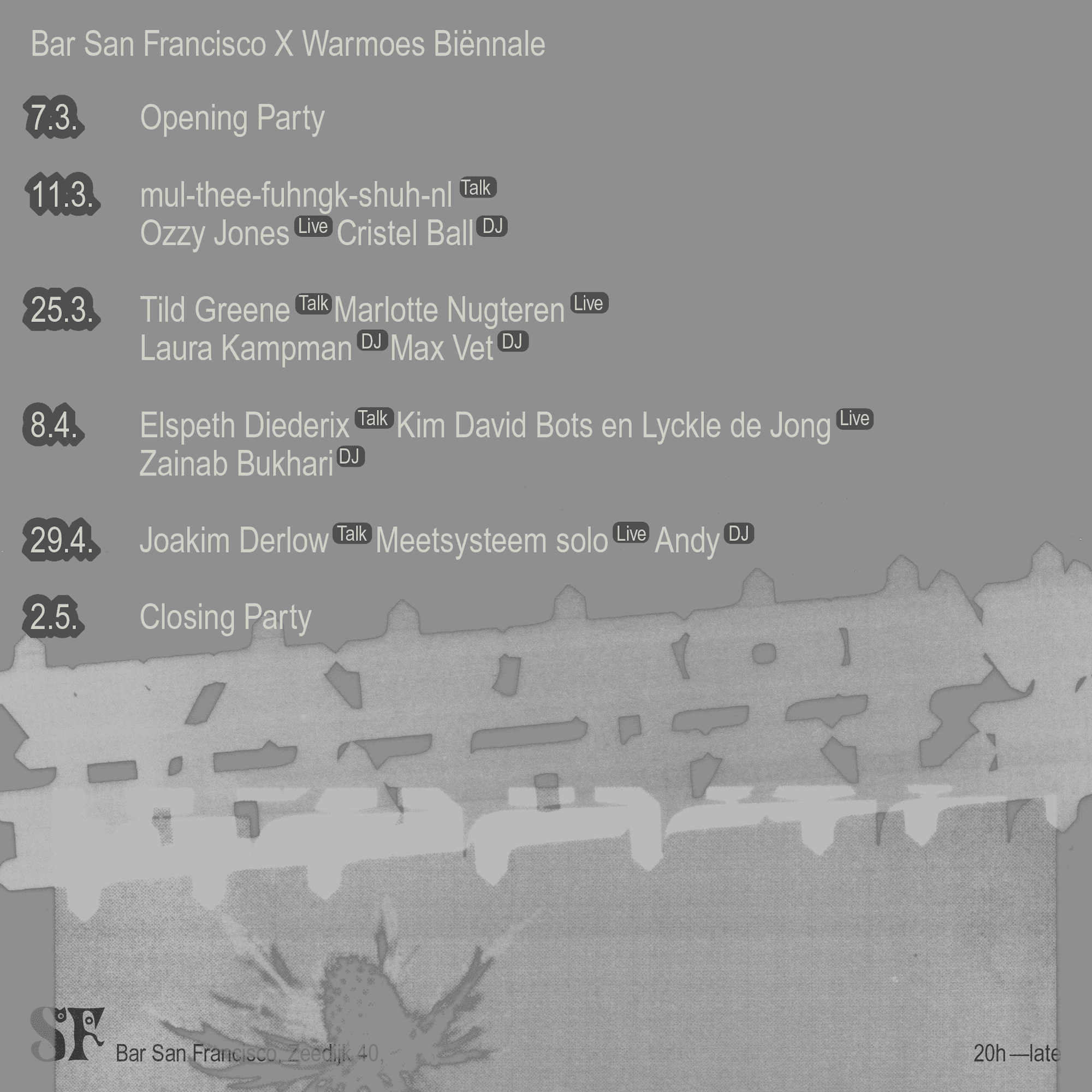 Warmoes Biënnale: Tild Greene (Talk) Marlotte Nugteren (live) Laura Kampman (DJ) Max Vet (DJ)