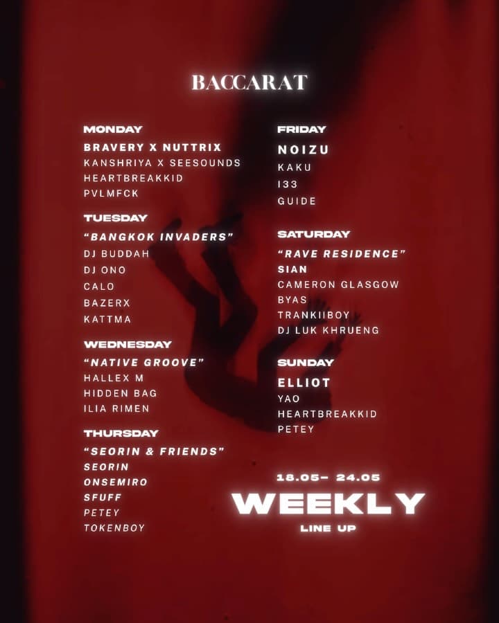 Weekly Lineup at Baccarat Bangkok