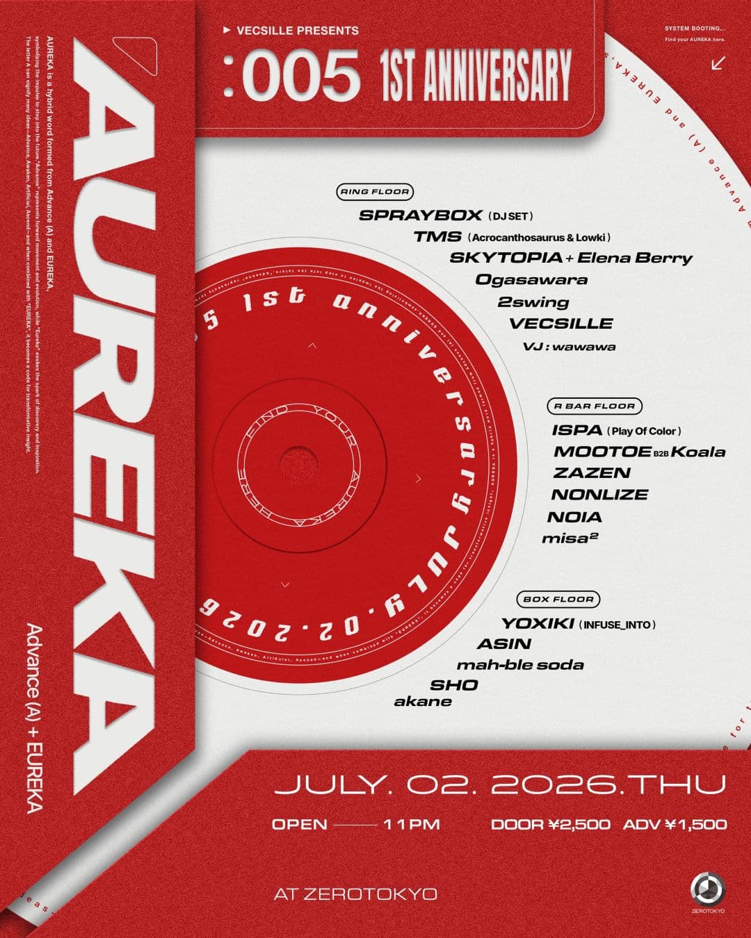 AUREKA:005 1st Anniversary - UKG / HOUSE / TECHNO -
