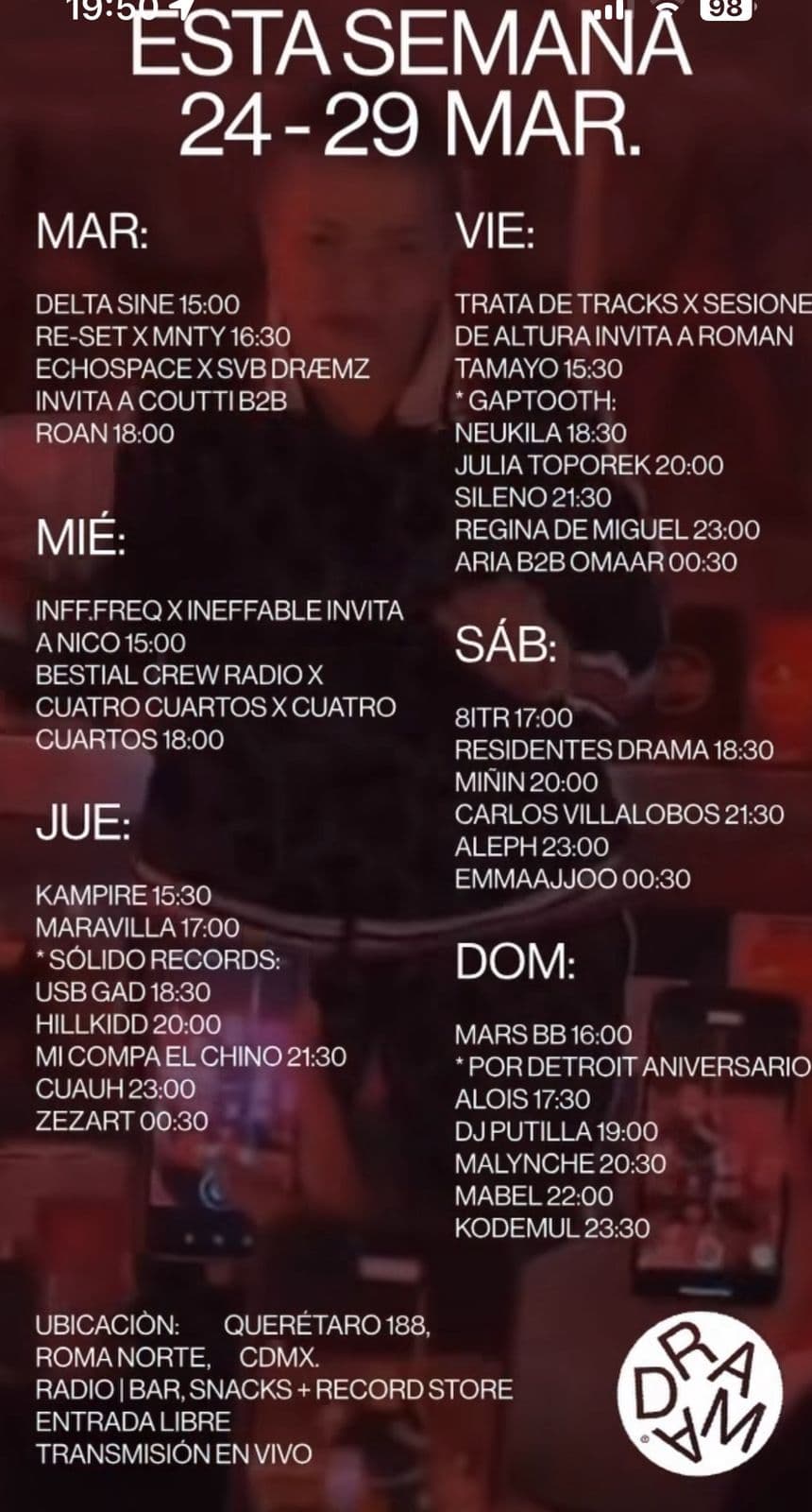 Drama Radio Bar: 24-29 Mar