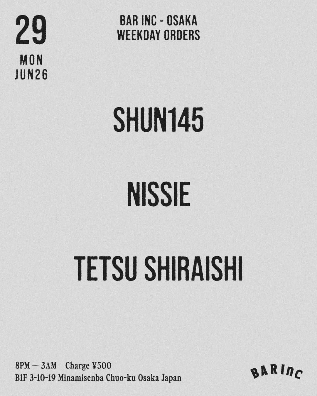 WEEKDAY ORDERS