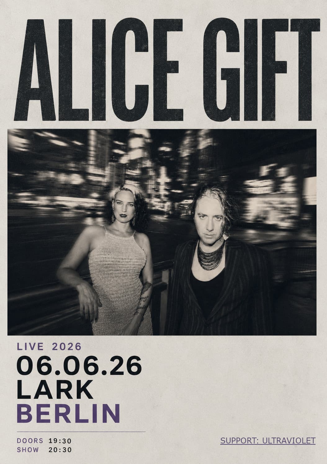 ALICE GIFT SINGLE & VIDEO RELEASE Support: ULTRAVIOLET