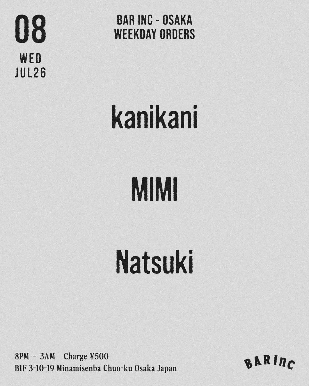 WEEKDAY ORDERS