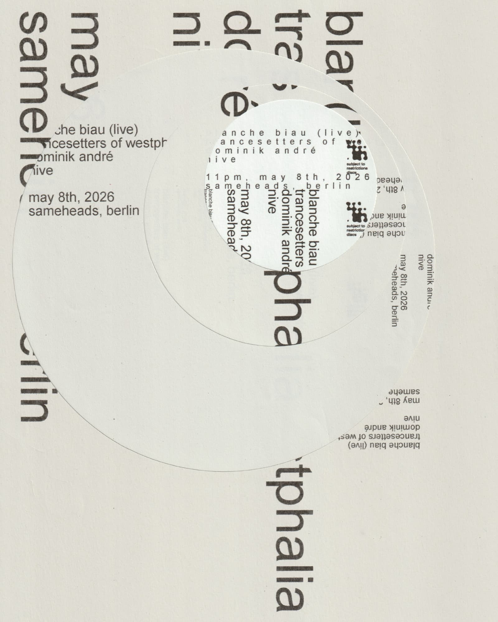 Subject To Restrictions Discs pres. Blanche Biau • Trancesetters of Westphalia
