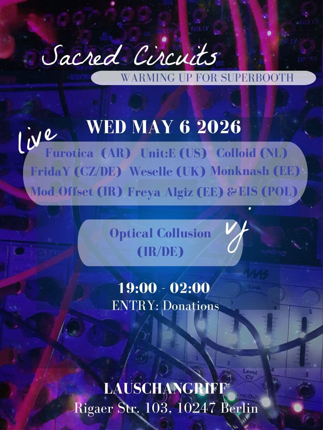 Sacred Circuits - Superbooth Warmup Party