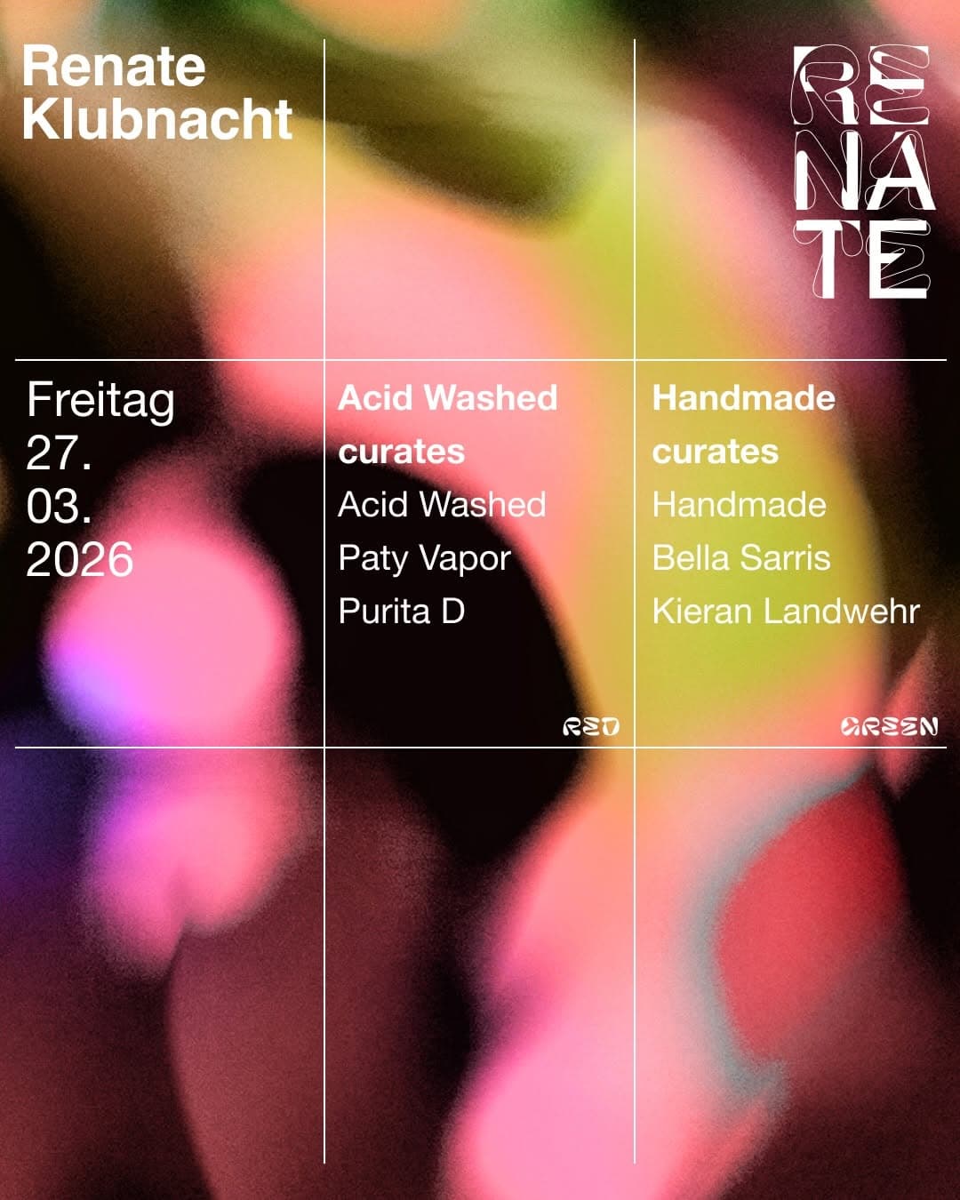 Renate Klubnacht w/ Handmade Invites & Acid Washed Curates