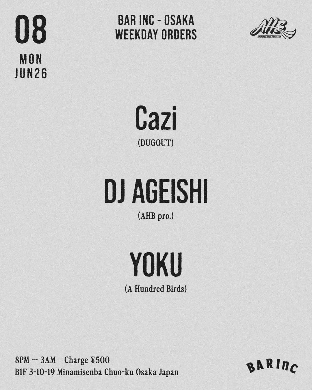 WEEKDAY ORDERS