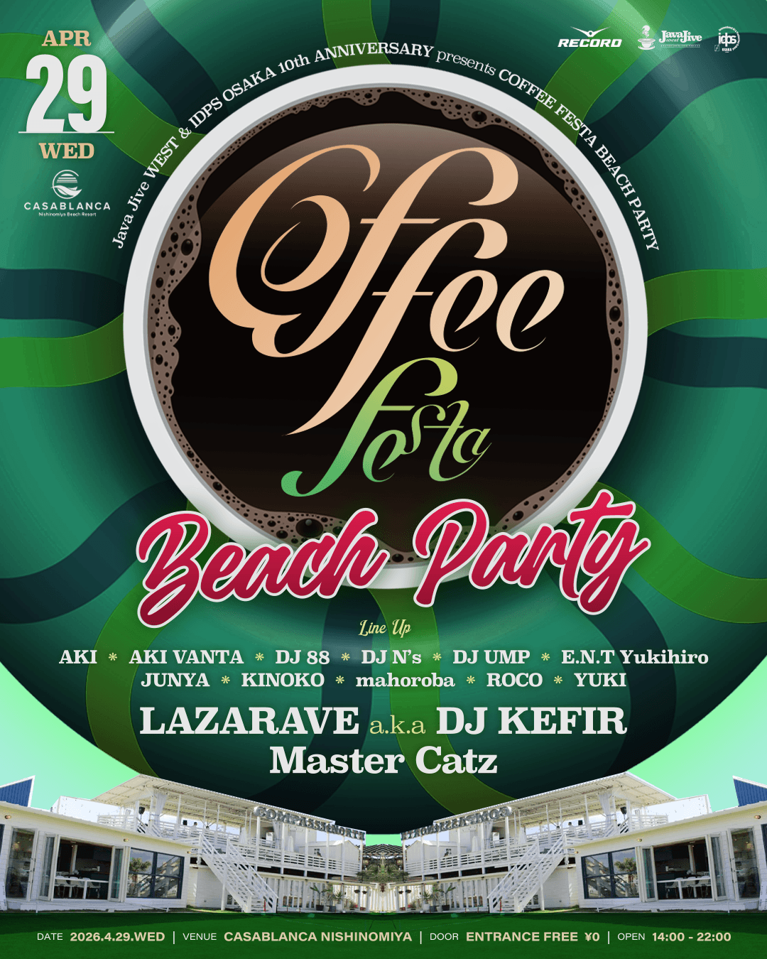 Java Jive WEST & IDPS Osaka presents
Coffee Festa Beach Party