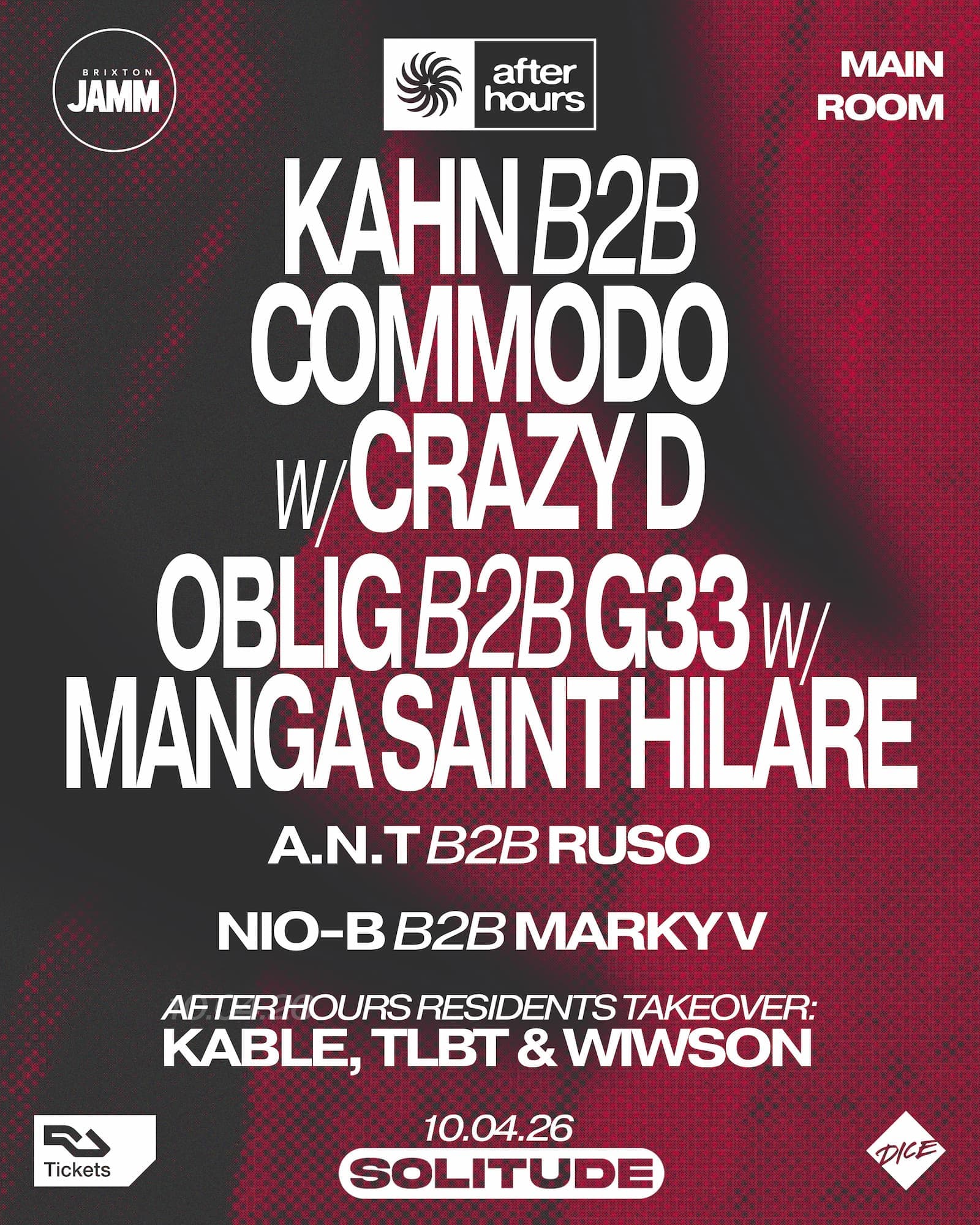 After Hours presents: Kahn b2b Commodo with Crazy D, Oblig b2b G33 with Manga Saint Hilare