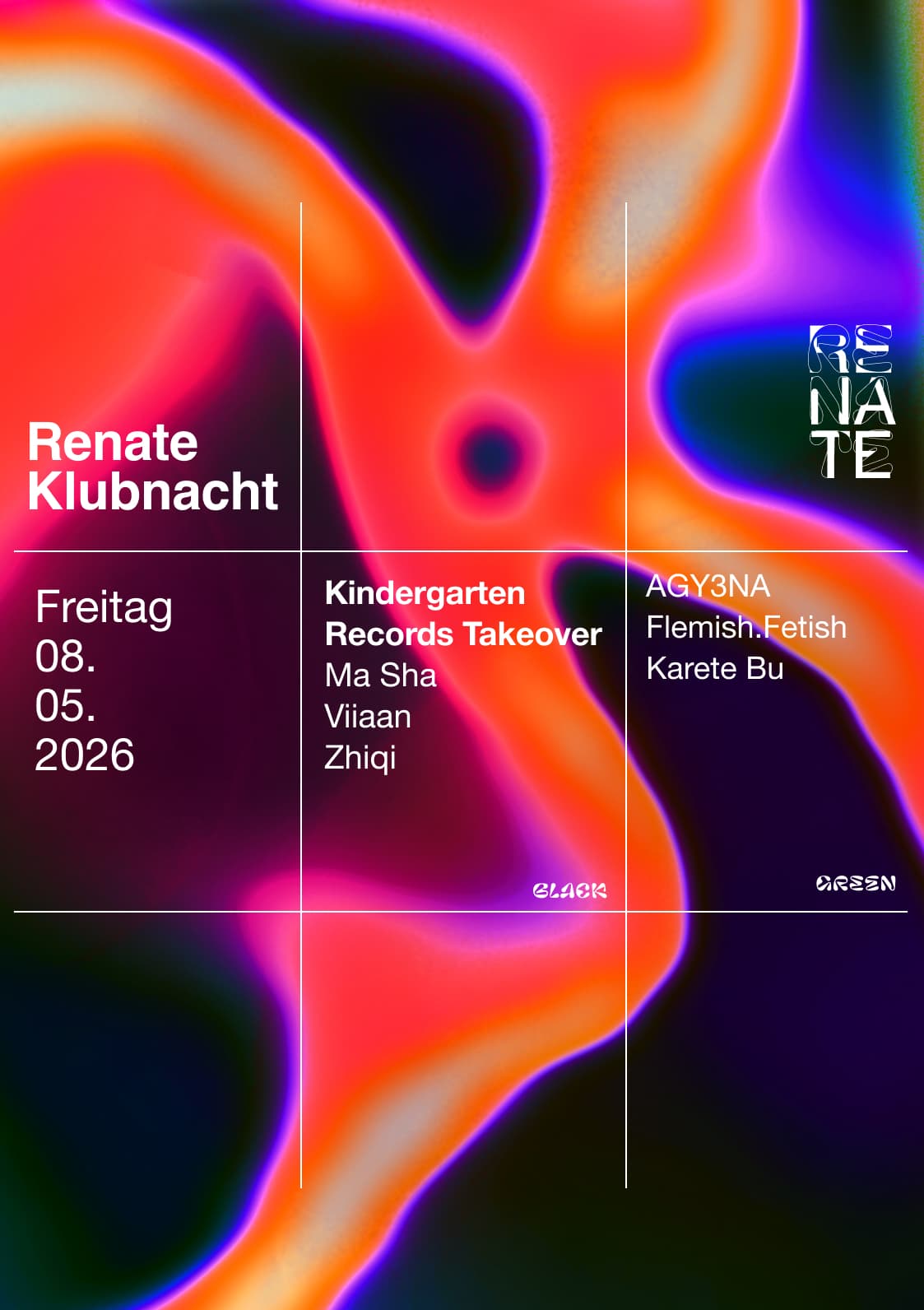 Renate Klubnacht & Free Open Air with Kindergarten Records, AGY3NA, Ma Sha, karete bu