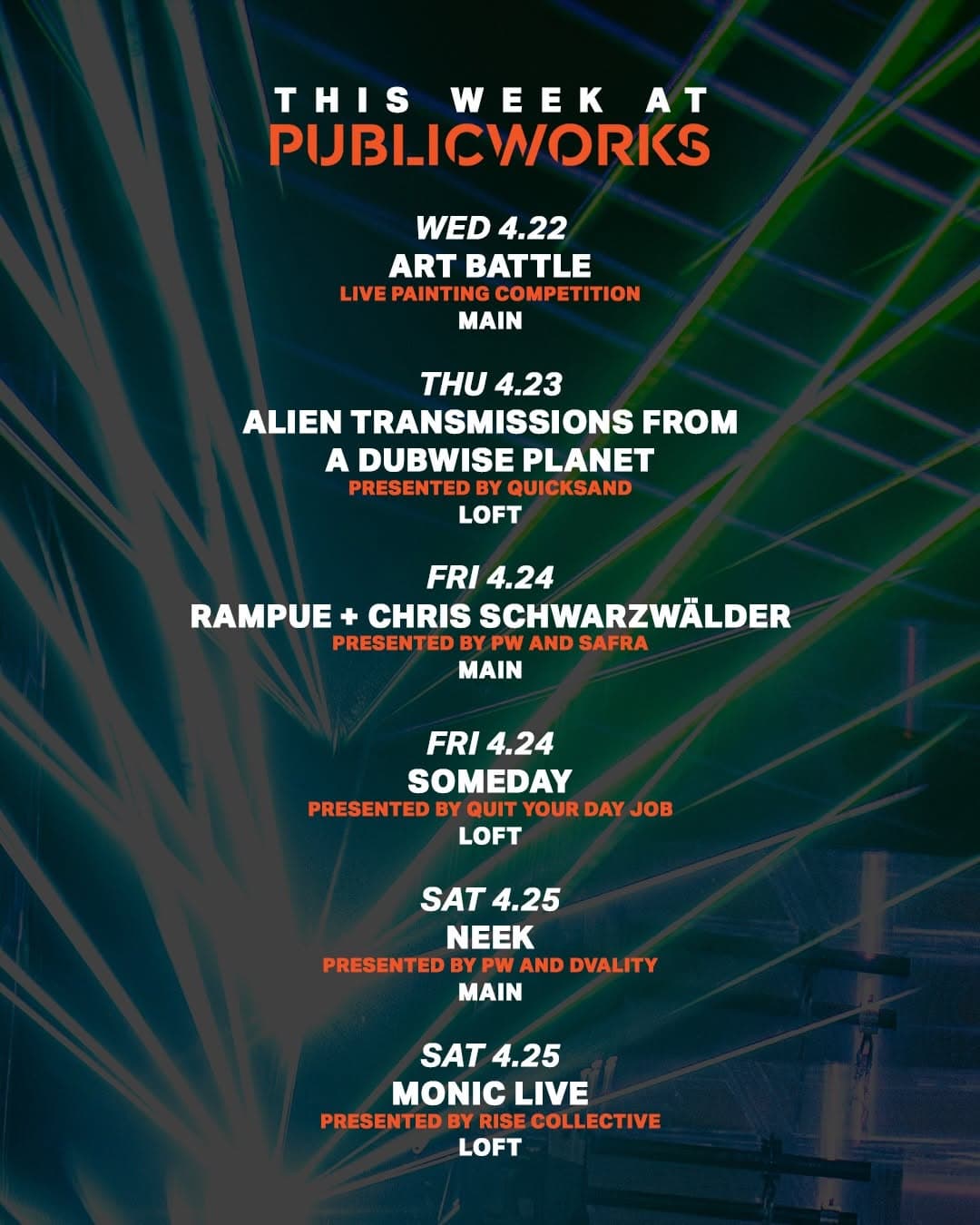 BIIIIG WEEK AT PW - FRI 4.24 (Rampue & Christopher Schwarzwalder)