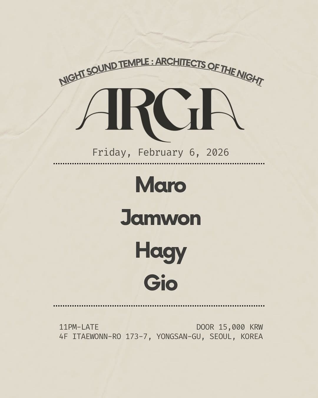 Arga Seoul w/ Maro, Jamwon, Hagy, Gio