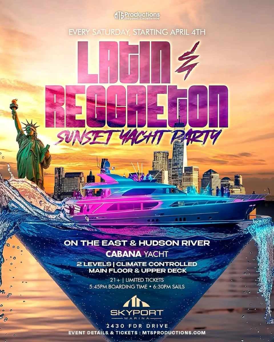 Fiesta Latina Sunset Yacht Party NYC Saturday April 4th - NYC Party Cruise