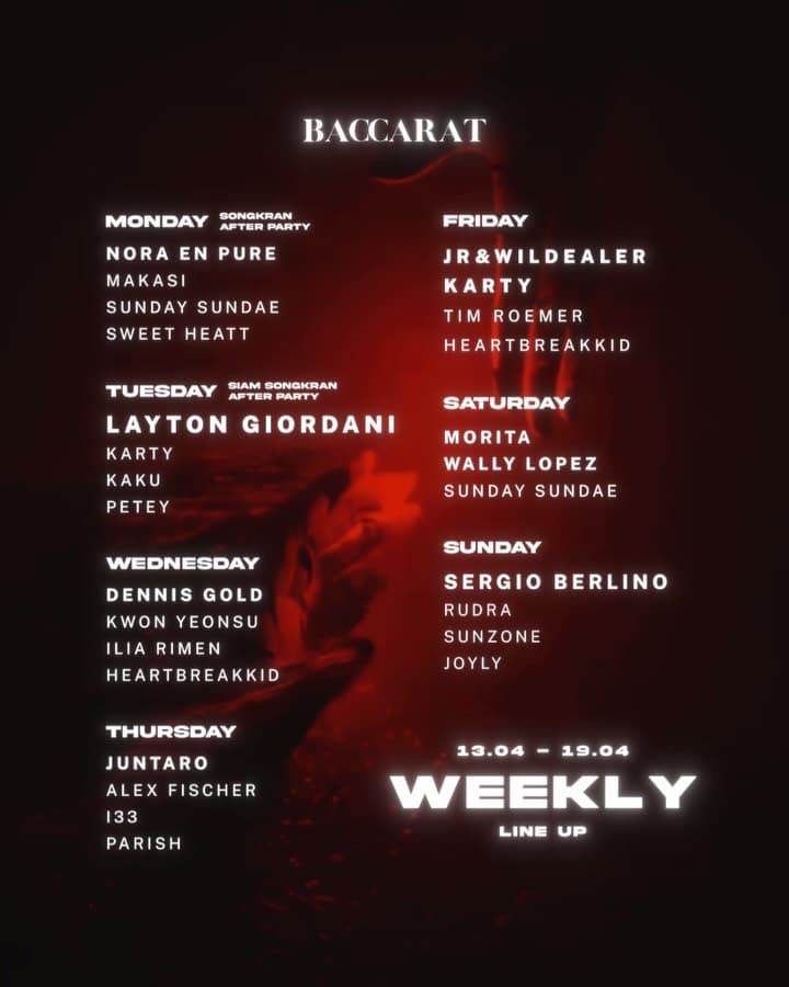 BACCARAT Weekly Lineup