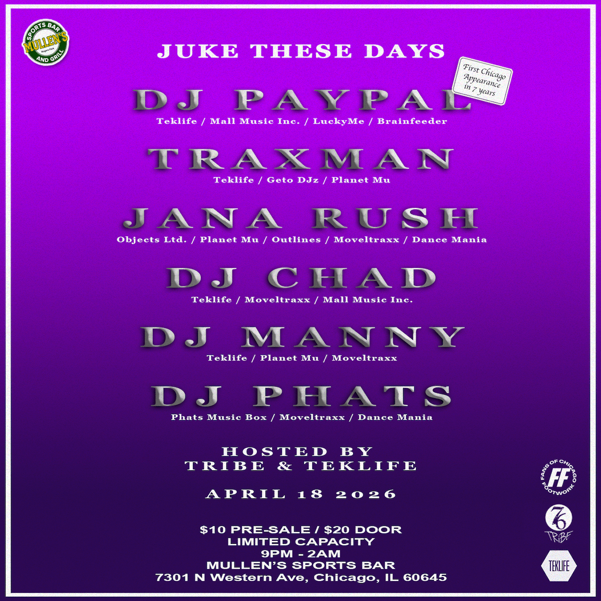 JUKE THESE DAYS with DJ Paypal, Traxman, Jana Rush, DJ Chad, DJ Manny, DJ Tre & DJ Phats