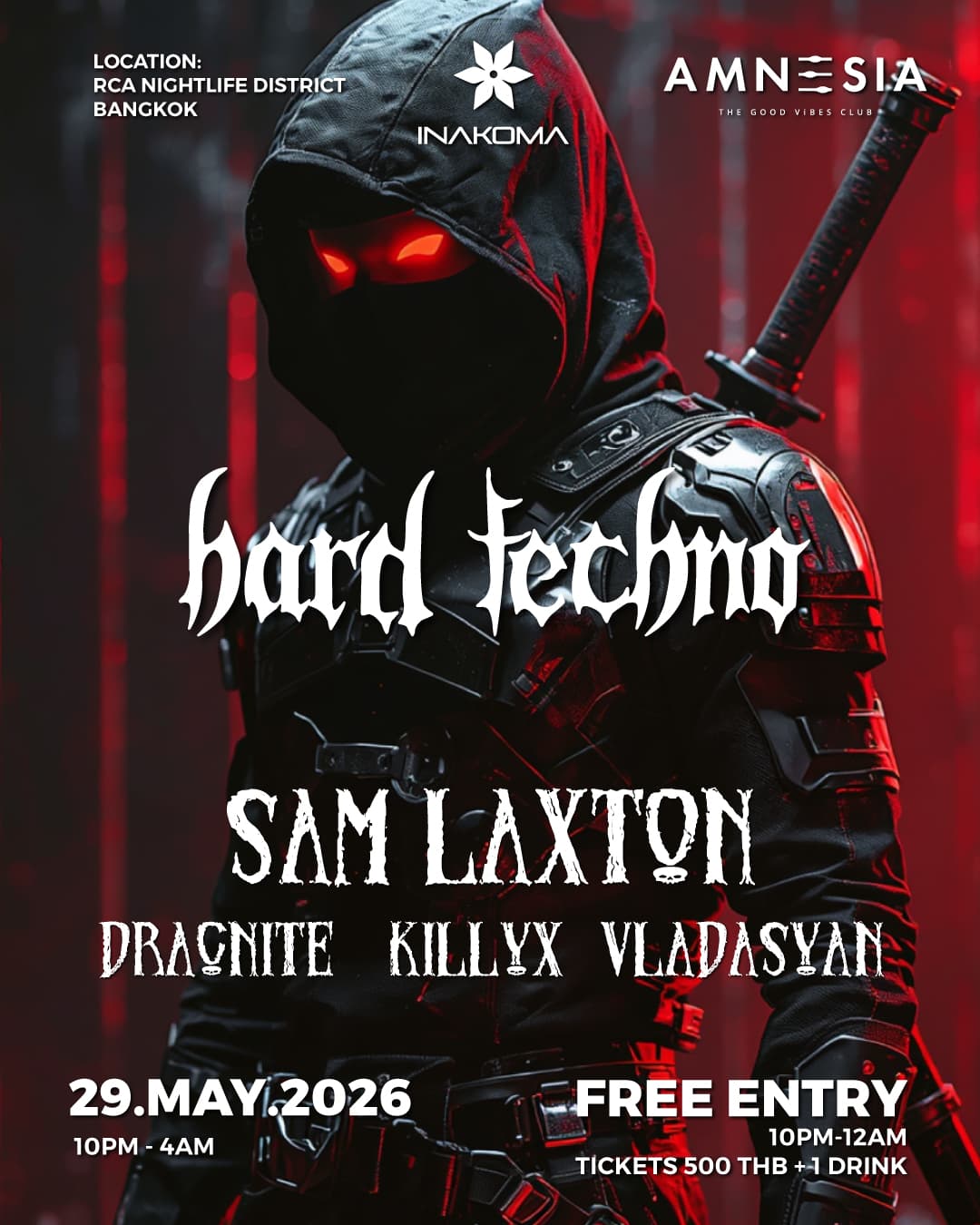 FREE ENTRY Hard Techno - HardDance feat. Sam Laxton (UK) by INAKOMA