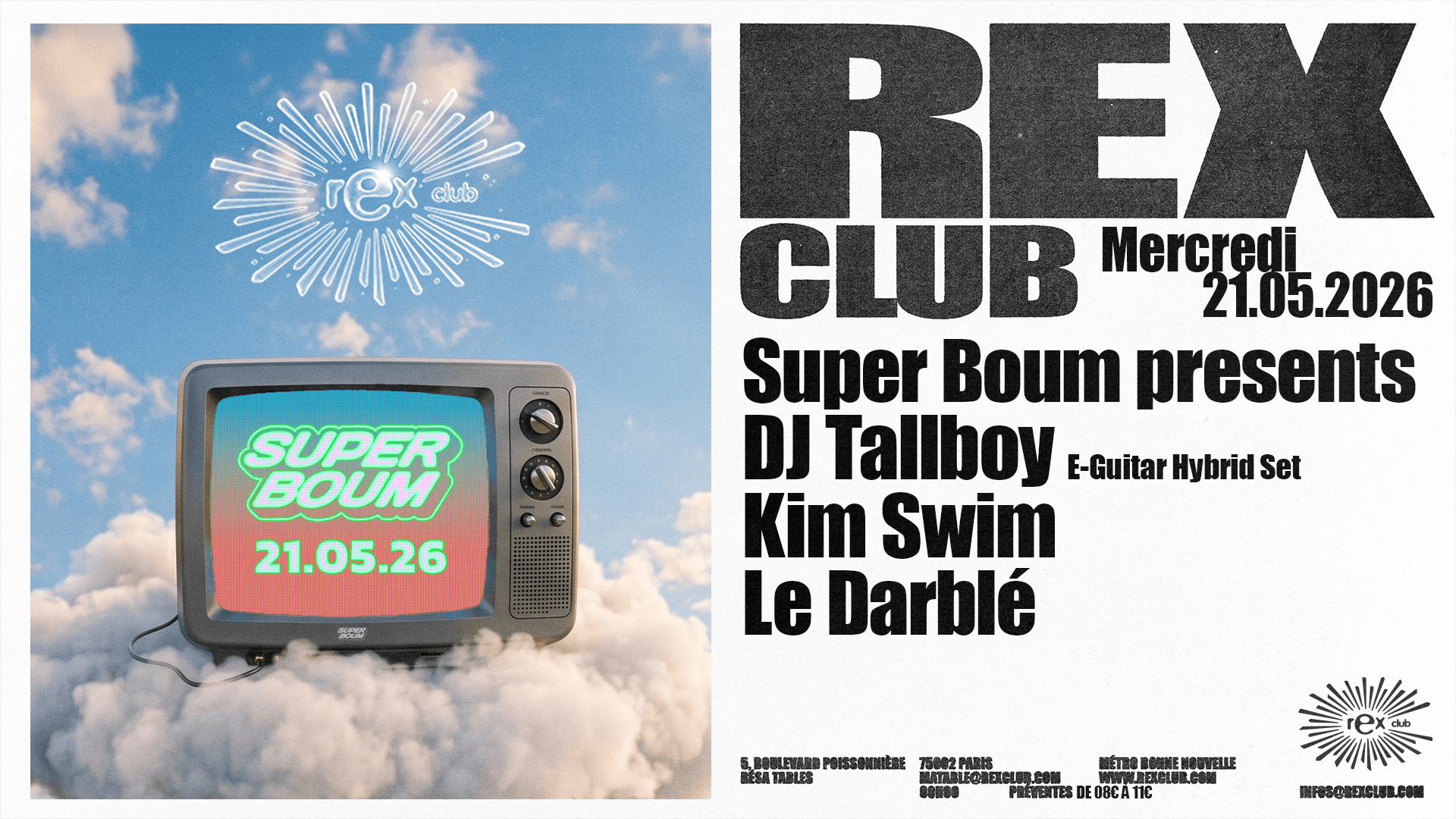 Super Boum presents: DJ Tallboy E-Guitar Hybrid Set, KIM SWIM, Le Darblé